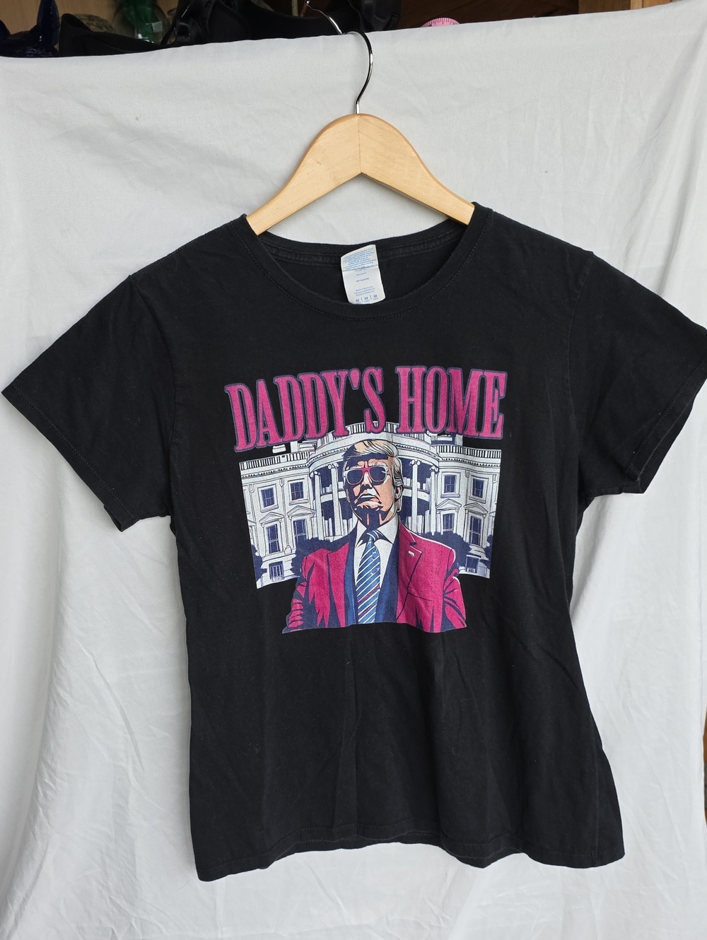 Women’s Black Short Sleeve Tee - Classic Crew Daddy's Home. Medium